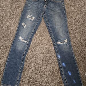 Aeropostale Blue Distressed Skinny Jeans